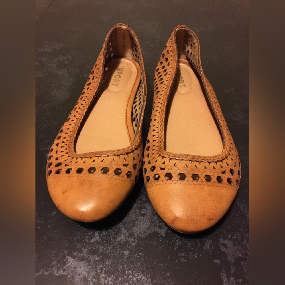 Report Madella Tan Perforated Ballet Flats 7.5.